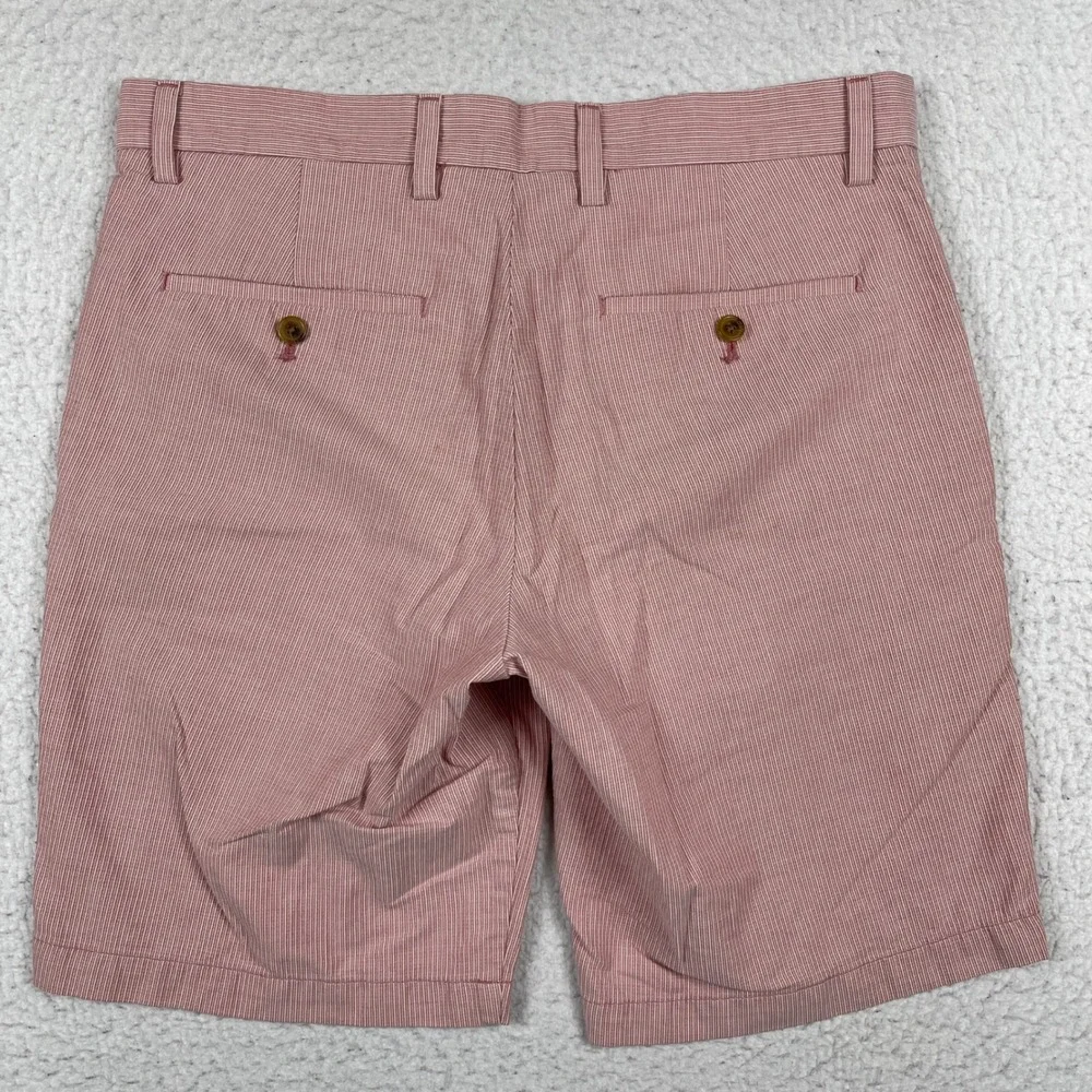 Banana Republic Aiden Shorts Mens 32 Red White Striped Chorded Cotton Slim Fit‎